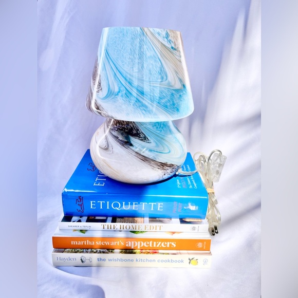 URBAN OUTFITTERS | ANSEL GLASS TABLE LAMP MARBLE SWIRLS WATERCOLOR MULTI-COLOR - Picture 3 of 9